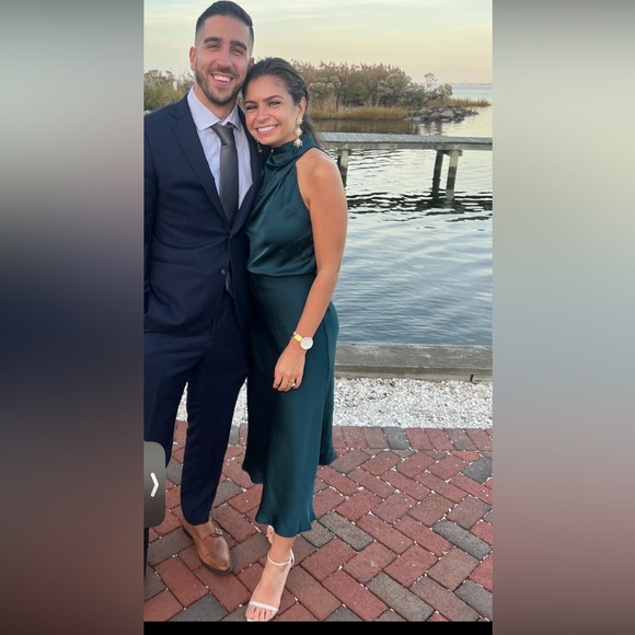 Hello Molly One Shoulder Teal Midi Dress - Picture 3 of 6